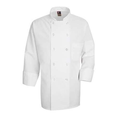 Vf Imagewear Chef Designs Men's 10 Button-Front Chef Coat, Pearl Buttons, White, Polyester, 4XL 0423WHRG4XL